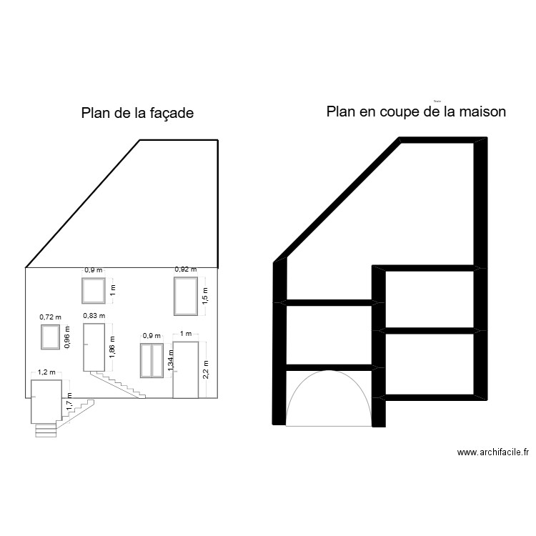 Facade Culoz. Plan de 3 pièces et 46 m2