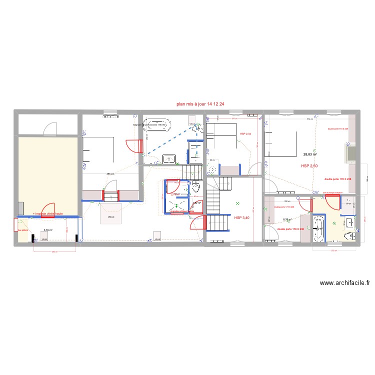 étage DROITE DEF 19 12 24. Plan de 9 pièces et 79 m2