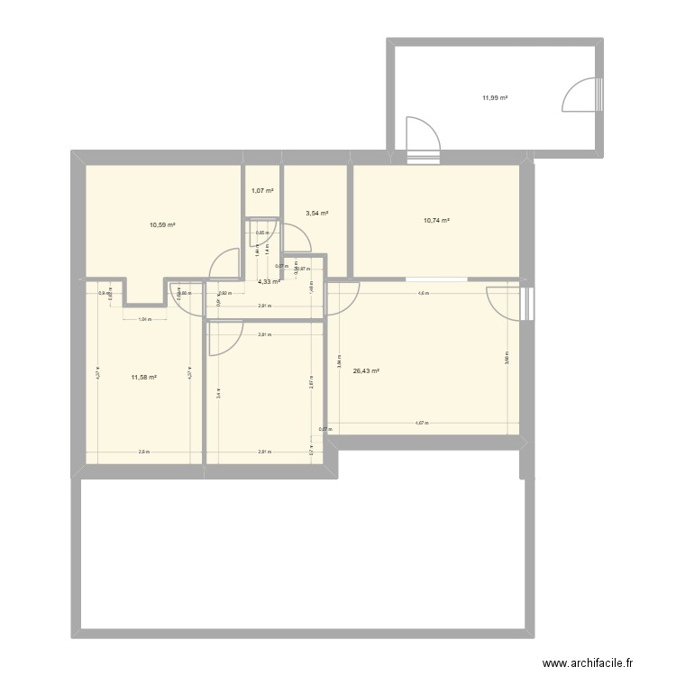TARD. Plan de 8 pièces et 80 m2