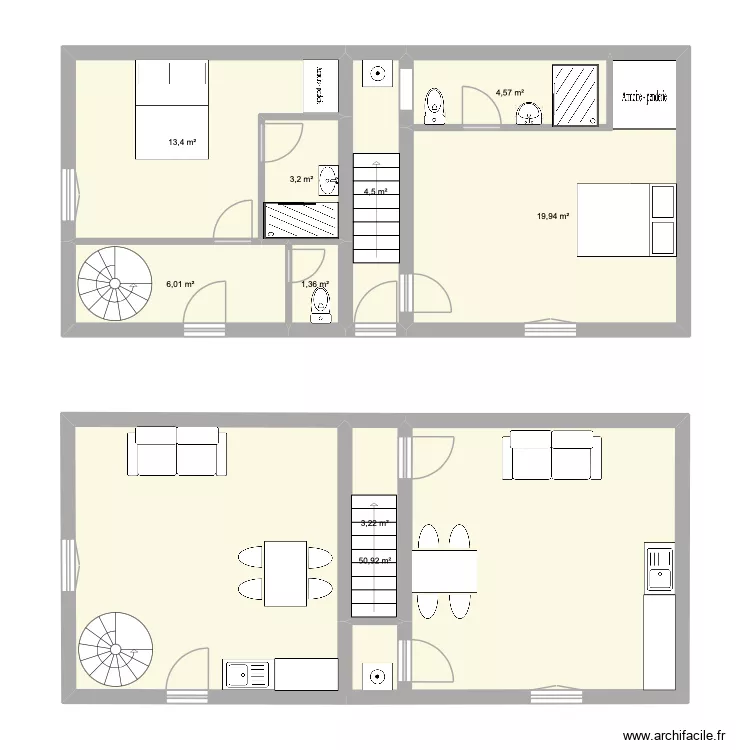Aimargues division horizontale. Plan de 9  et 107 m²