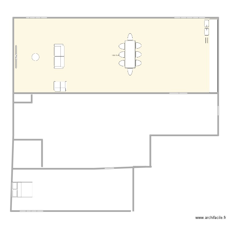 appartement. Plan de 1 pièce et 129 m2