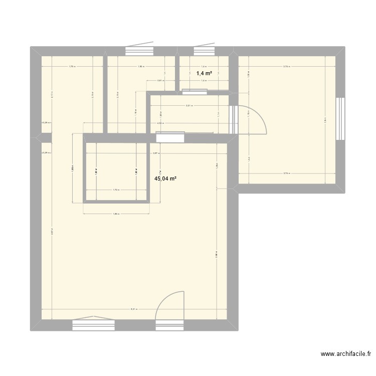 VERDACHES. Plan de 2 pièces et 47 m2