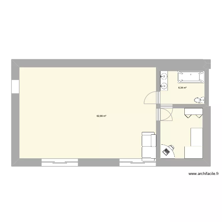 test1. Plan de 2  et 69 m²