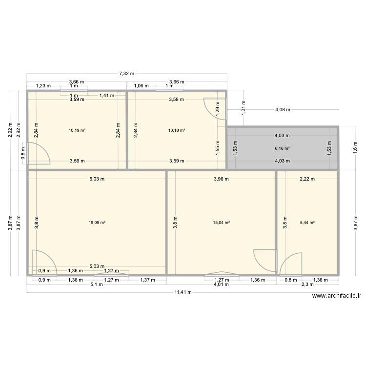 LTSM plan souhaité. Plan de 6 pièces et 69 m2