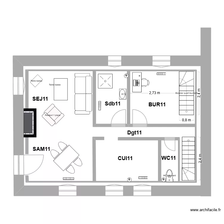 V3 - Maison Pleudihen 1er &eacute;tage. Plan de 
