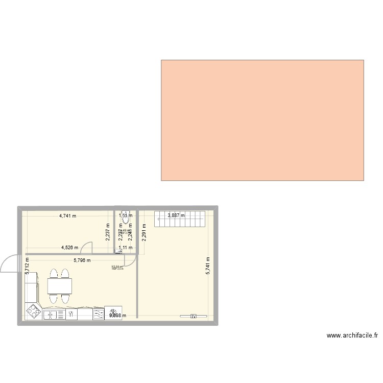 CASA LAGES. Plan de 2 pièces et 56 m2