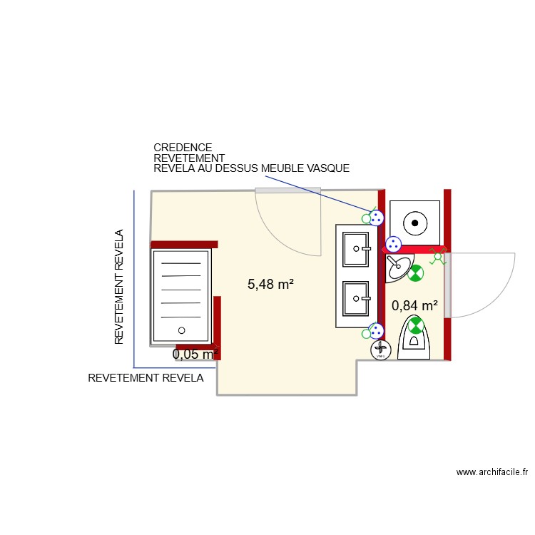 plkine. Plan de 3 pièces et 6 m2