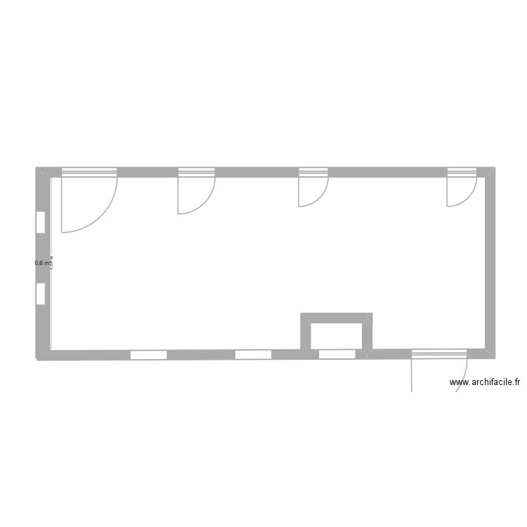 magasin. Plan de 1 pièce et 1 m2