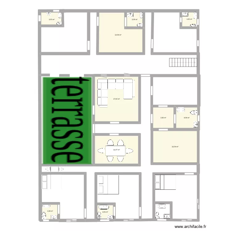 batiment b. Plan de 11 pièces et 72 m²