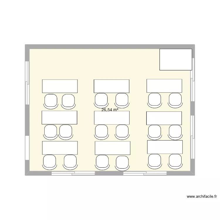 plan salle classe Algeco. Plan de 1  et 27 m²
