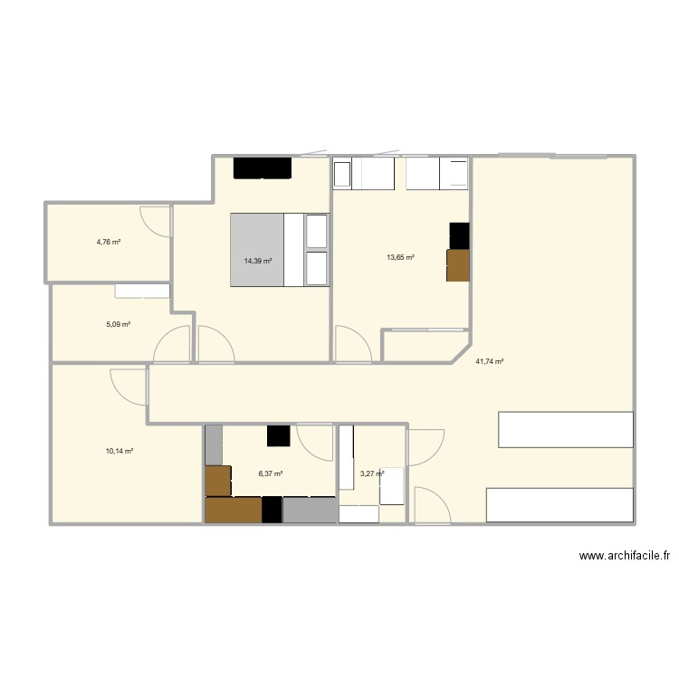 Chambres - Condo 4 1/2+. Plan de 8 pièces et 99 m2