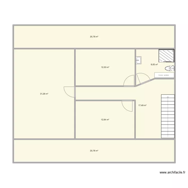 Etage. Plan de 7 Pièces et 123 m²