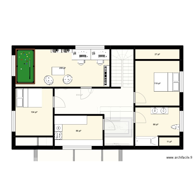 maison rebelote. Plan de 13 pièces et 157 m2