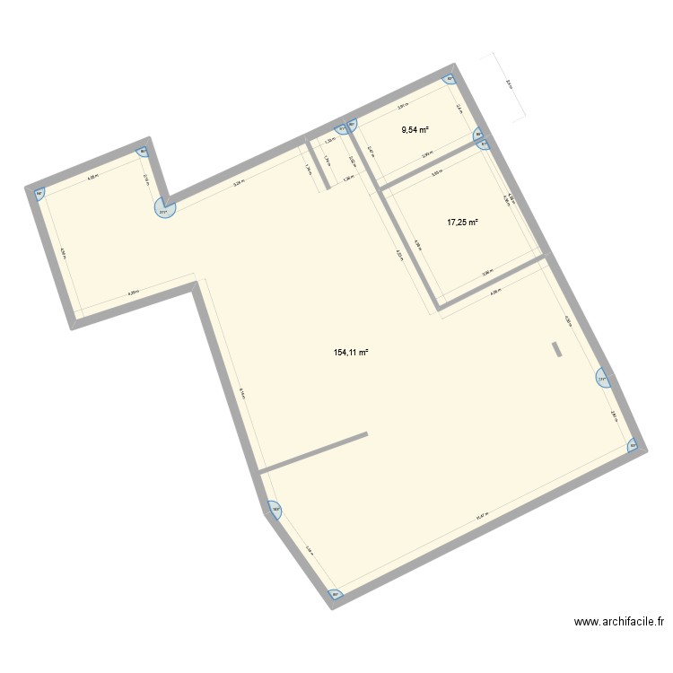 cadastr. Plan de 3 pièces et 181 m2