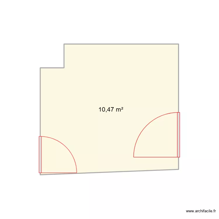 cuisine. Plan de 1  et 10 m²