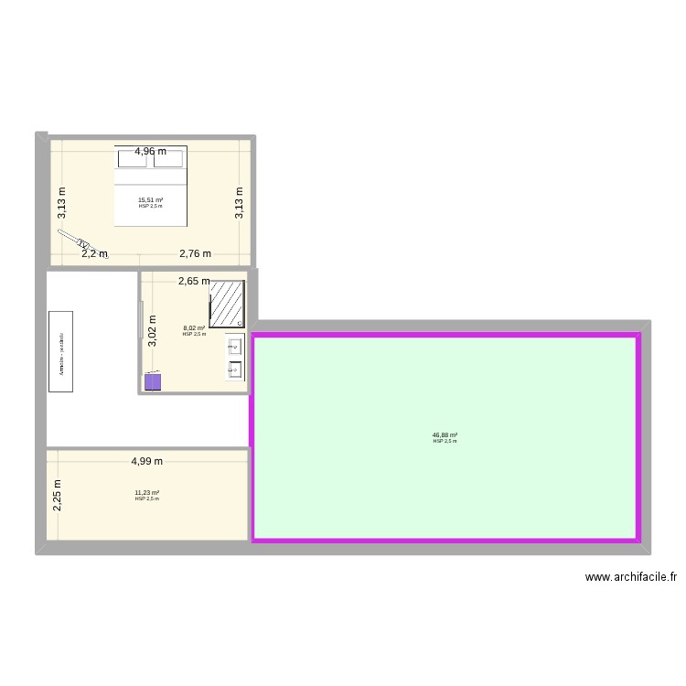maison 100m2. Plan de 4 pièces et 82 m2