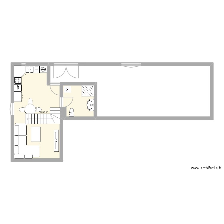 RBNB. Plan de 1 pièce et 32 m2