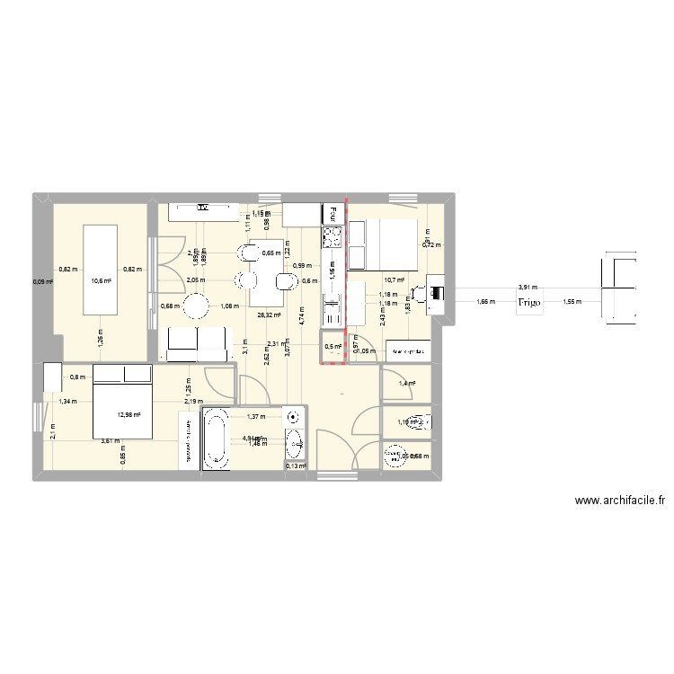 Bahia 01. Plan de 11 pièces et 72 m2