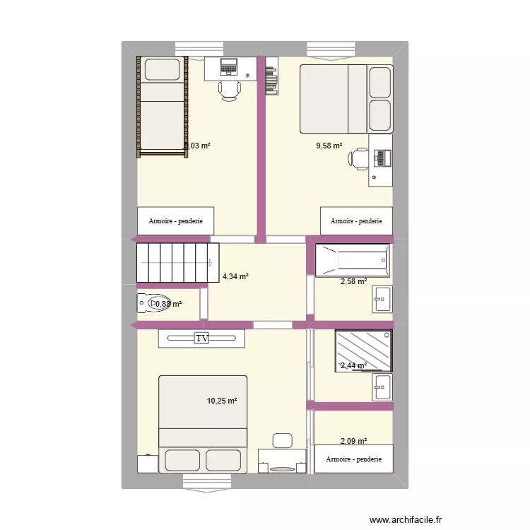 Plan sans dépassement. Plan de 8 Pièces et 41 m² Plan sans dépassement. Plan de 8 Pièces et 41 m²