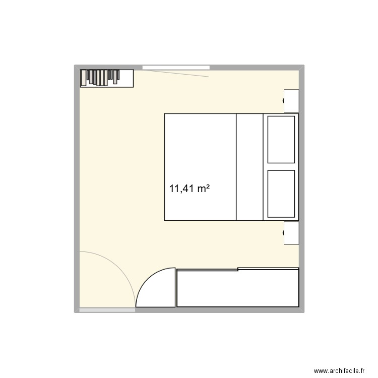 Chambre 2 bis. Plan de 1 pièce et 11 m2