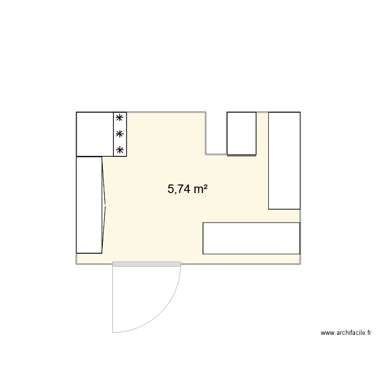 local dojo. Plan de 1 pièce et 6 m2