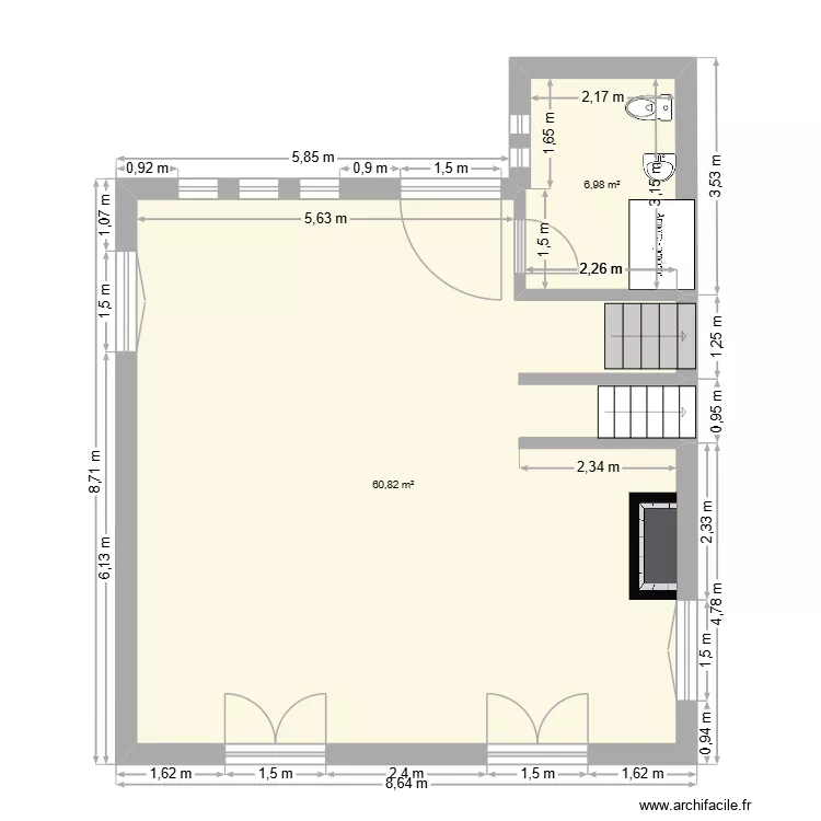 Vienne origine. Plan de 2 et 68 m² Vienne origine. Plan de 2 et 68 m²