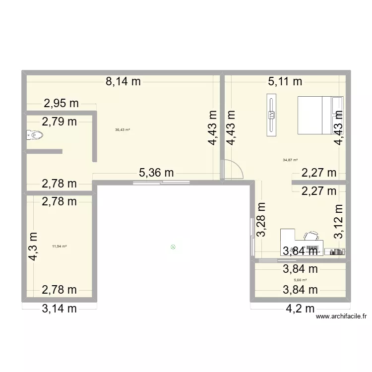 PLAN SOUL. Plan de 4  et 89 m²