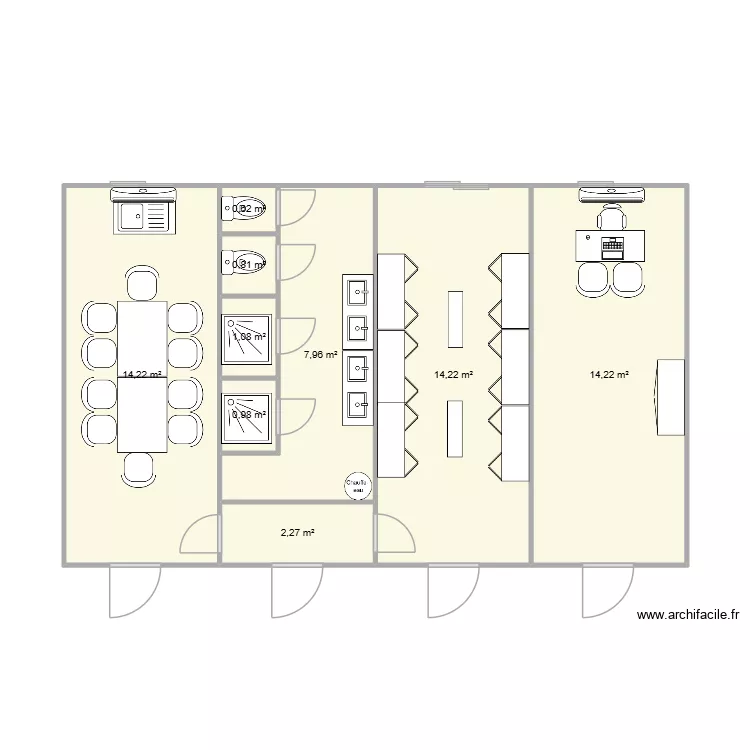 TSG CHANTIER BASE DE LA VALBONNE 01. Plan de 9  et 56 m²