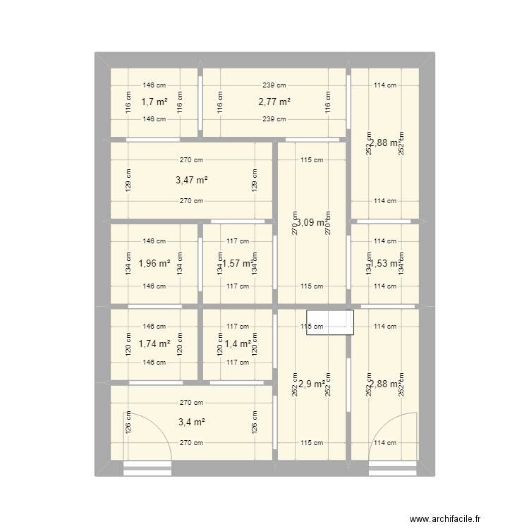 The door V1.1. Plan de 13 pièces et 31 m2