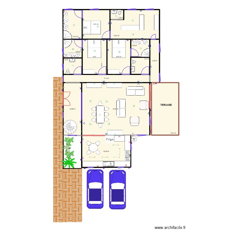 MAISON KIGALI OPTION 2. Plan de 26 pièces et 283 m2