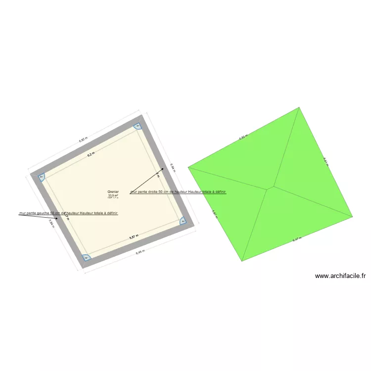 grenier. Plan de 1 Pièce et 34 m² grenier. Plan de 1 Pièce et 34 m²