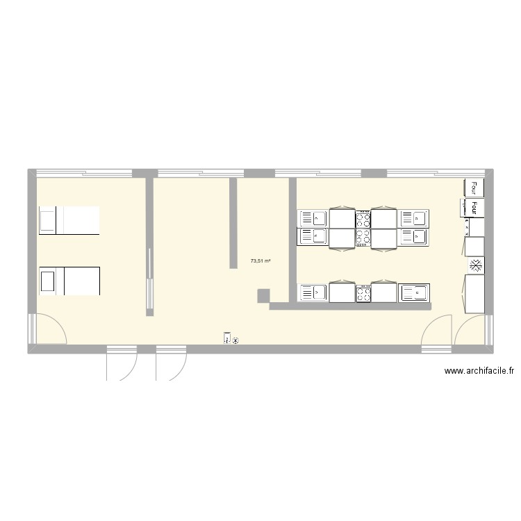 CS AD partie chambre. Plan de 1 pièce et 74 m2