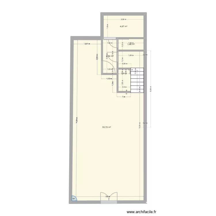 Plan existant AOV. Plan de 4  et 62 m²