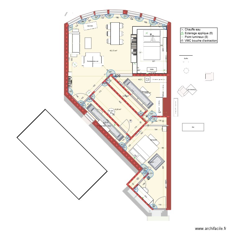 Glass v6. Plan de 6 pièces et 88 m2