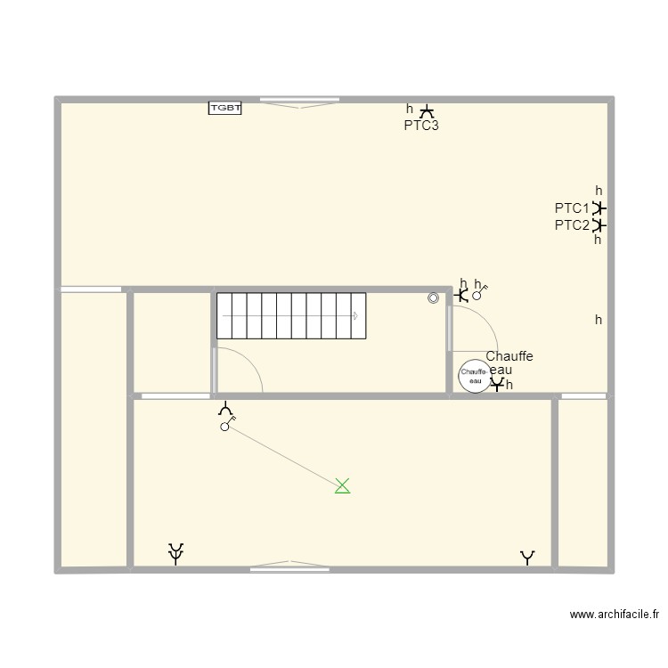 étage 1. Plan de 6 pièces et 75 m2
