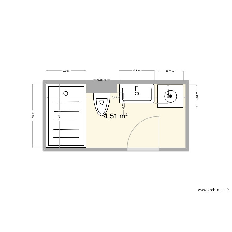 MATHILDA. Plan de 1 pièce et 5 m2