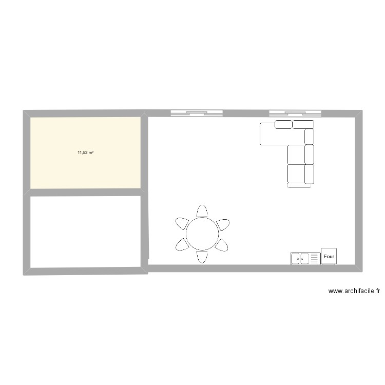 appart 1. Plan de 1 pièce et 12 m2