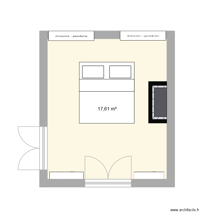 CHAMBRE. Plan de 1 pièce et 18 m2