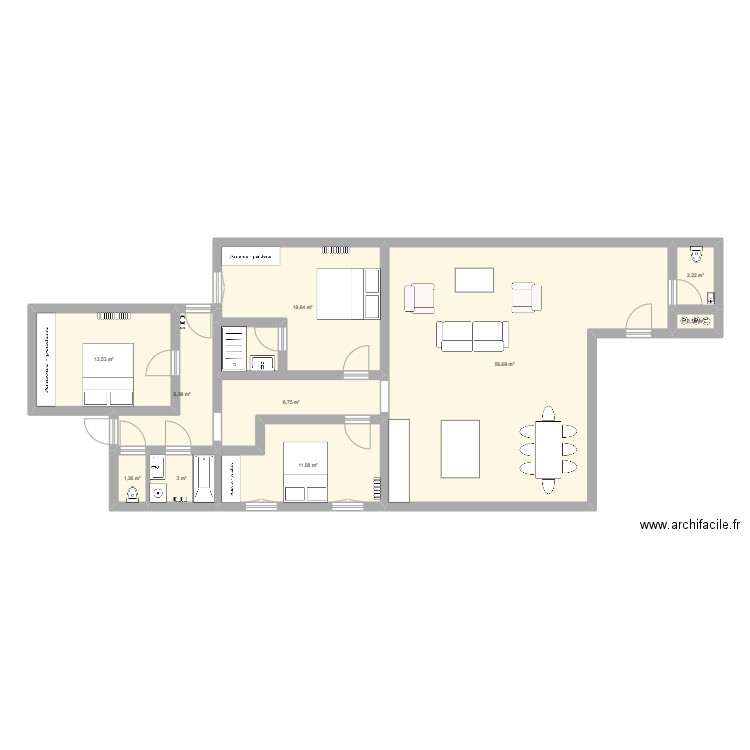 Le Pignet 2. Plan de 10 pièces et 119 m2