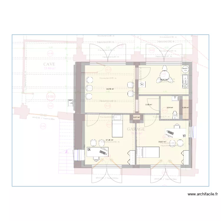 Cabinet Longeville 70 m². Plan de Cabinet Longeville 70 m². Plan de