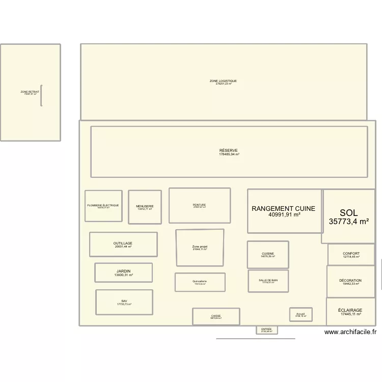 Leroy merlin. Plan de 27 pièces et 2 m²
