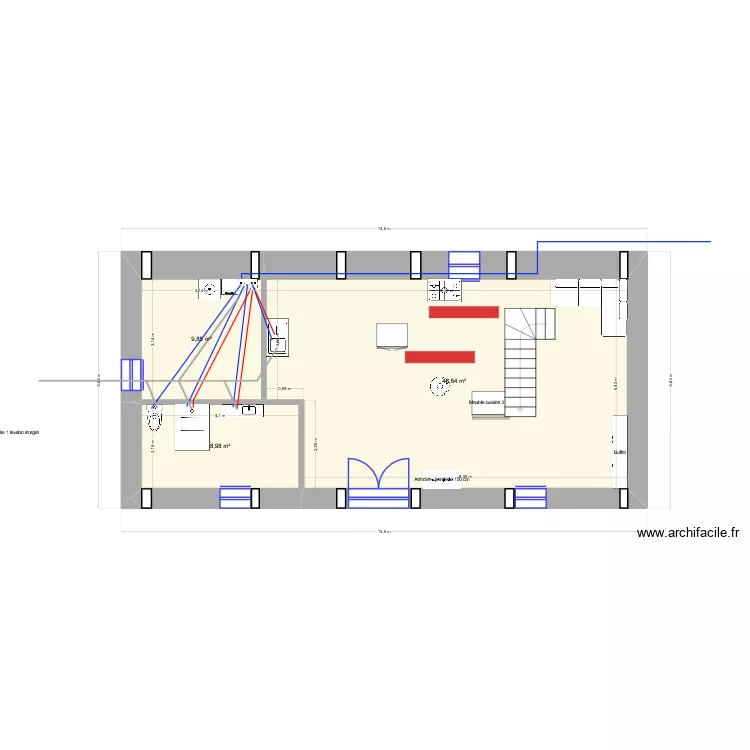 grange pyr&eacute;n&eacute;es eau/evac. Plan de 3 pièces et 67 m²