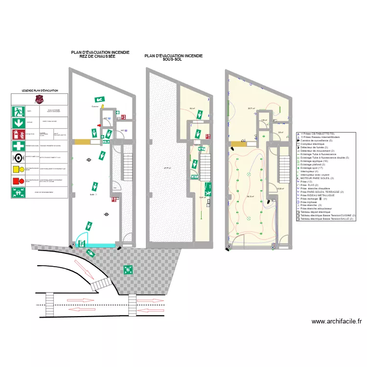 CHEZ ADRIEN PLAN &Eacute;VACUATION. Plan de 14  et 218 m²