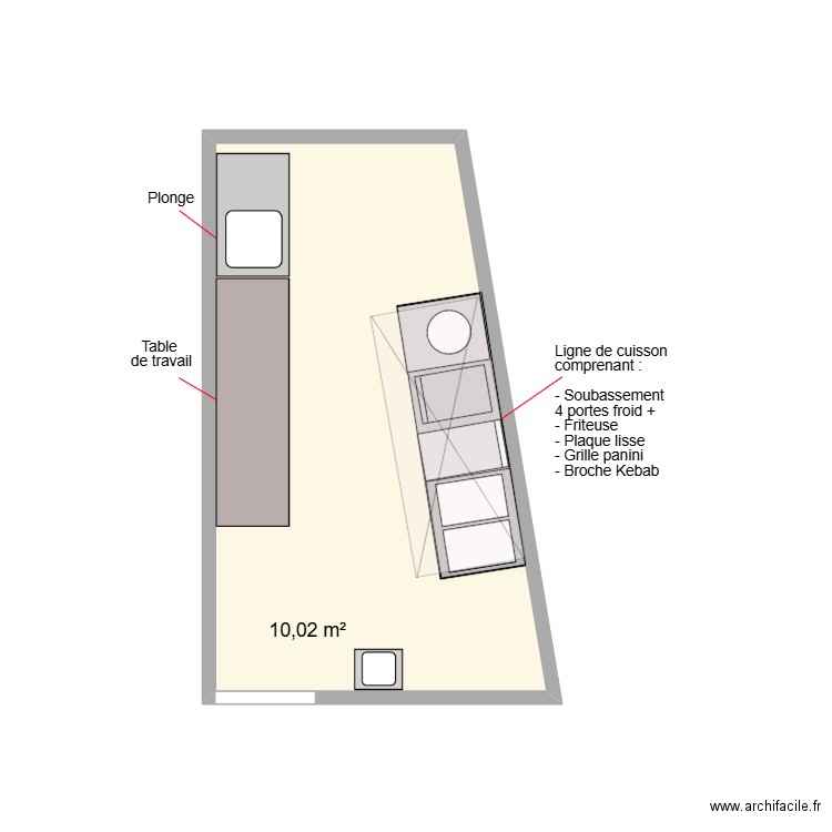 SANDWICHERIE BUZENVAL. Plan de 1 pièce et 10 m2