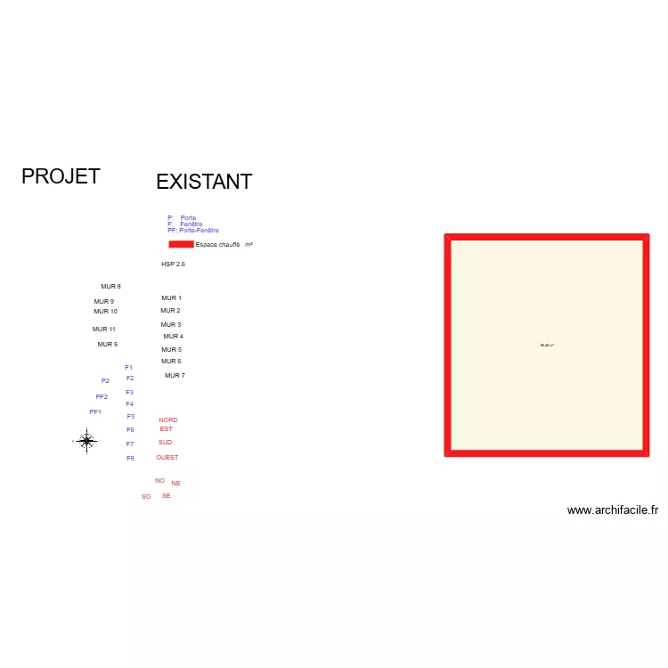 AAA_ Existant. Plan de 1 et 89 m² AAA_ Existant. Plan de 1 et 89 m²
