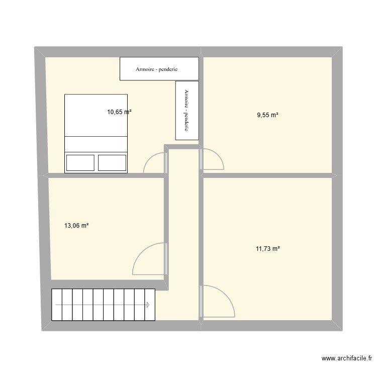 Etage Candy. Plan de 4 pièces et 45 m2