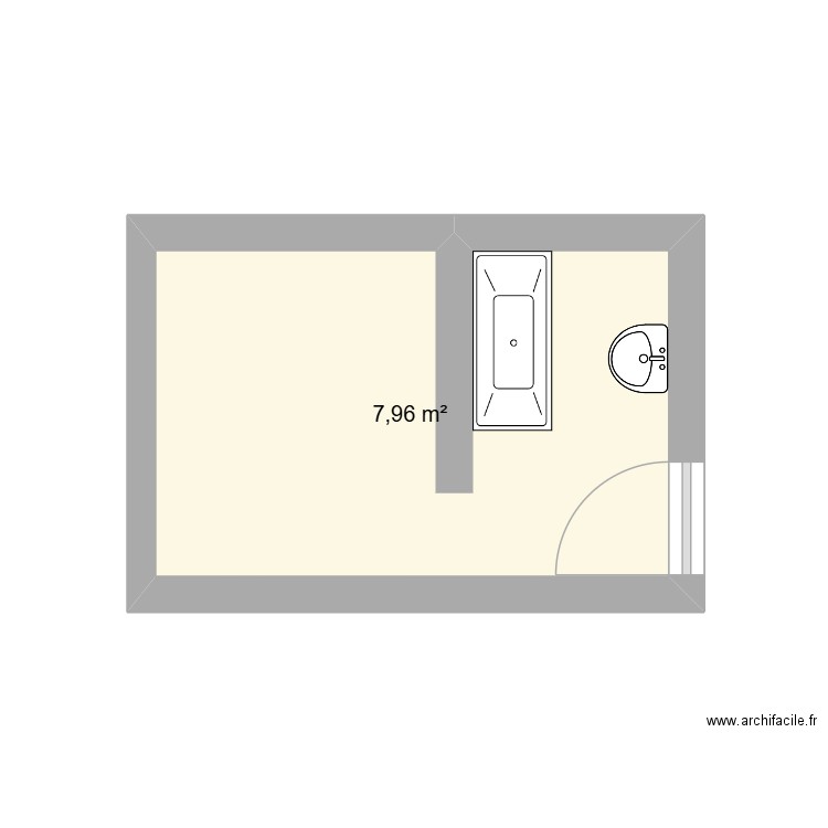 Salle de bain. Plan de 1 pièce et 8 m2