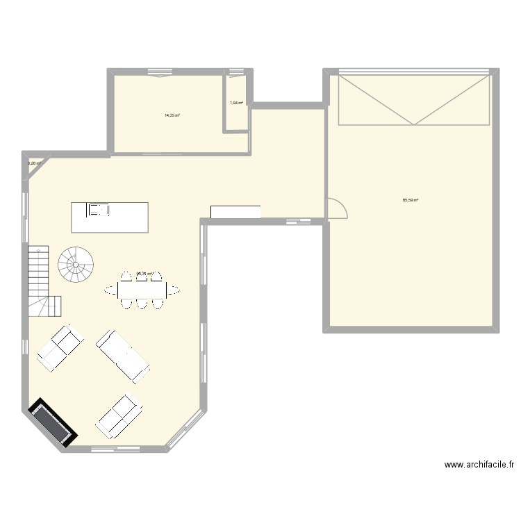 projet rdc. Plan de 5 pièces et 176 m2