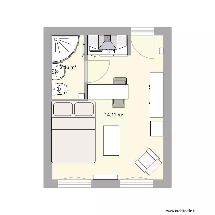 cazba3. Plan de 2 Pièces et 16 m² cazba3. Plan de 2 Pièces et 16 m²