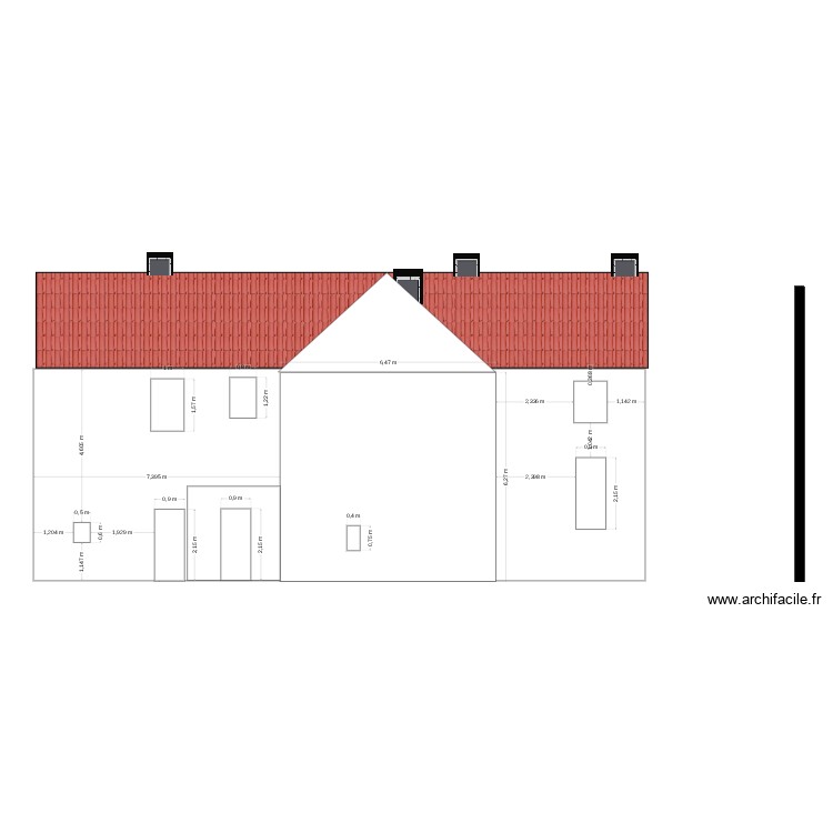 Facade Sud-Est avant travaux. Plan de 0 pièce et 0 m2